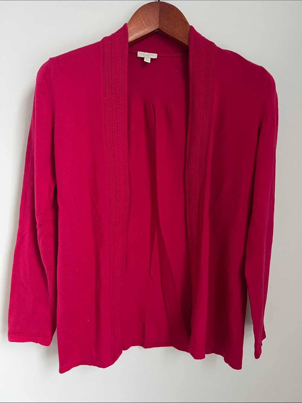 Talbots | Fuchsia Open-Front Cotton Blend Cardigan Size SP